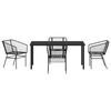 vidaXL Garden Dining Set 5 pcs Black Poly Rattan