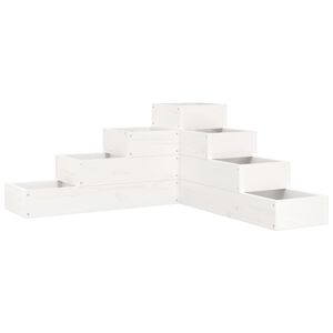 vidaXL Garden Planter 4-Tier 80.5x79x36 cm White Solid Wood Pine