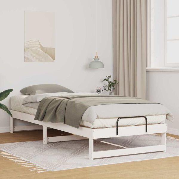 vidaXL Bed Frame White 100 x 220 cm Solid Pine Wood