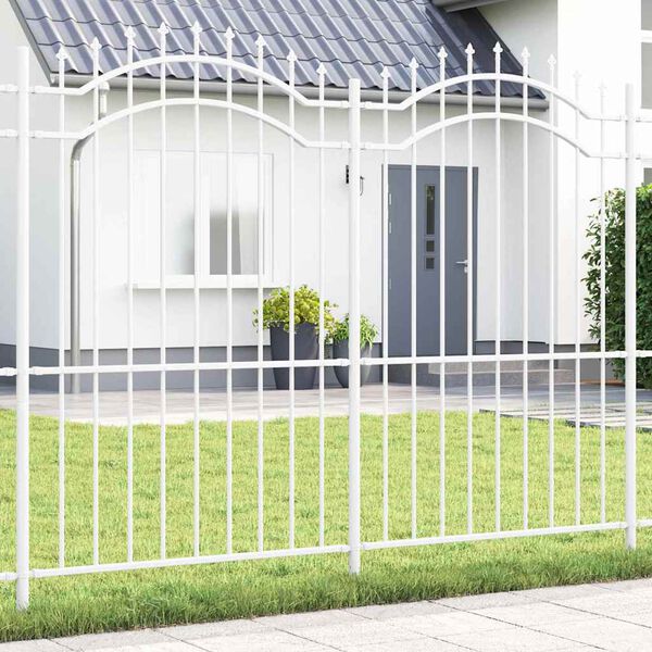 vidaXL Garden Fence White 215 cm Powder-coated steel