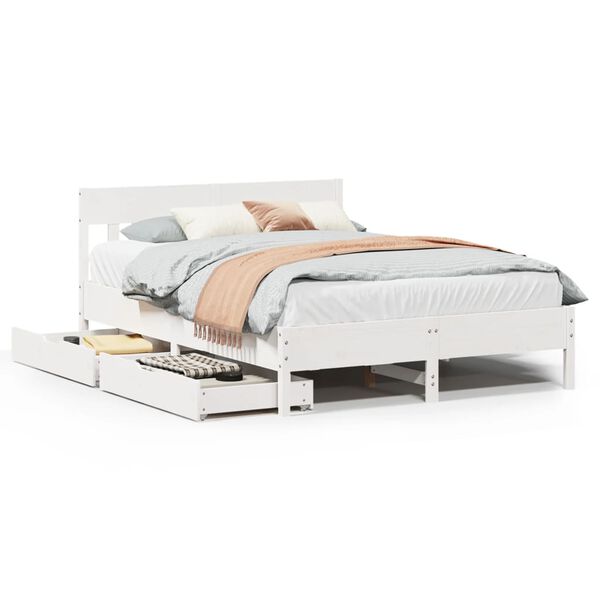 vidaXL Bed Frame without Mattress White 120x200 cm Solid Wood Pine