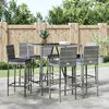 vidaXL 7 Piece Garden Bar Set with Cushions Grey Poly Rattan