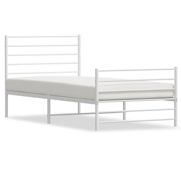 vidaXL Metal Bed Frame without Mattress with Footboard White 80x200cm