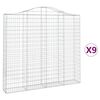 vidaXL Arched Gabion Baskets 9 pcs 200x30x180/200 cm Galvanised Iron