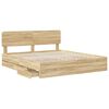 vidaXL Bed Frame with Drawer Sonoma Oak 200 x 200 cm Engineer Wood