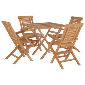 vidaXL 5 Piece Garden Dining Set Solid Wood Teak
