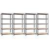 vidaXL 5-Layer Shelves 4 pcs Anthracite Steel&Engineered Wood