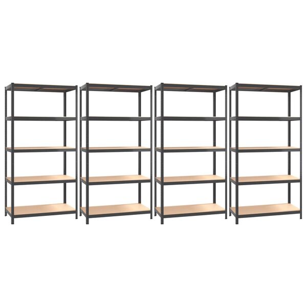 vidaXL 5-Layer Shelves 4 pcs Anthracite Steel&Engineered Wood