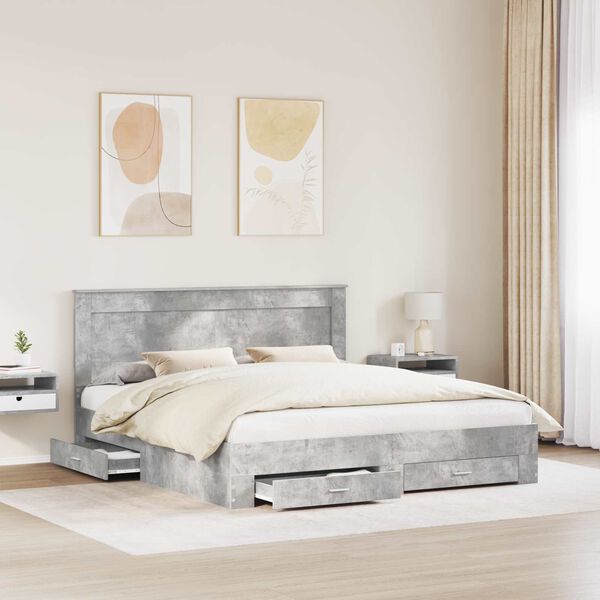 vidaXL Bed Frame with Drawer with Headboard Manual Engineered Wood