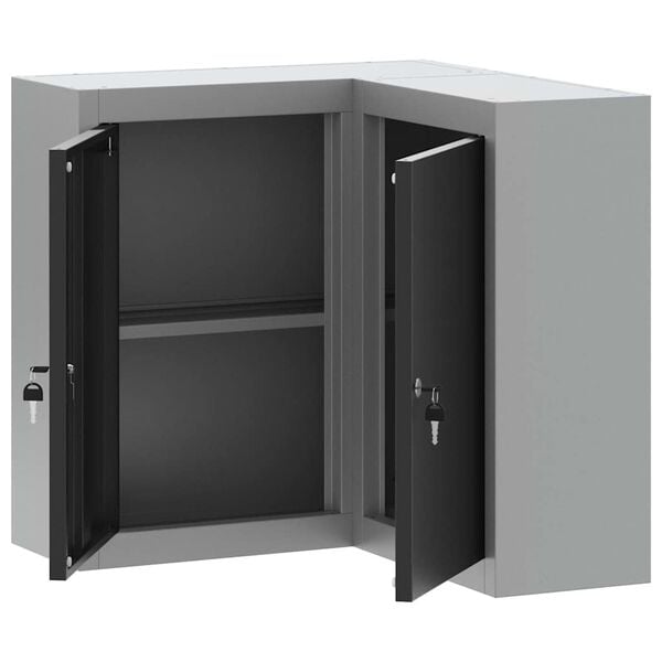 vidaXL Tool Cabinet with Shelf Black and Grey 55 x 55 x 55 cm