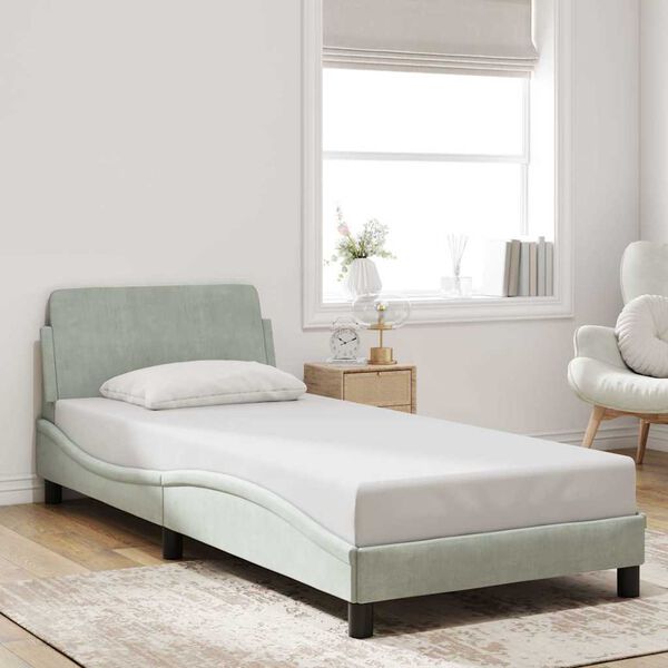 vidaXL Bed Frame "Dover" Light Grey 90x190 cm Single Velvet