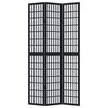 vidaXL Room Divider 3 Panels Black Solid Wood Paulownia