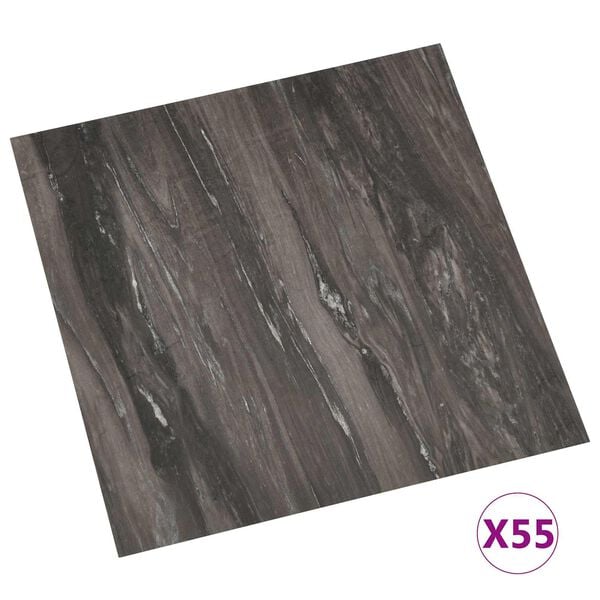 vidaXL Flooring Planks 55 pcs Dark Grey 5.11 m&sup2; PVC