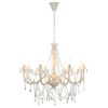 vidaXL Chandelier with Beads White 8 x E14 Bulbs
