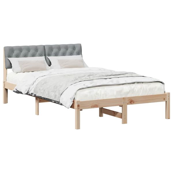 vidaXL Bed frame Brown and light grey 120 x 190 cm Solid pine wood