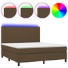 vidaXL Box Spring Bed with Mattress&LED Dark Brown 180x200 cm Fabric