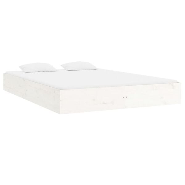 vidaXL Bed Frame without Mattress White Solid Wood 120x200 cm