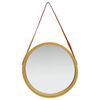 vidaXL Wall Mirror with Strap 50 cm Gold