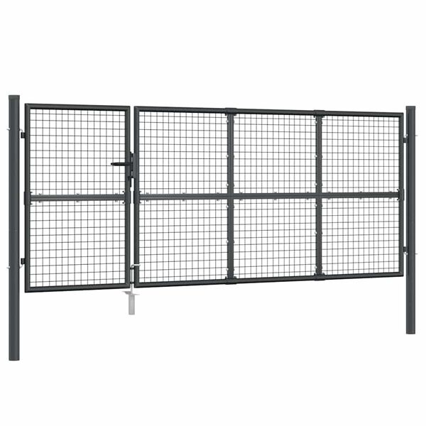 vidaXL Mesh Garden Gate Anthracite 350x125 cm Galvanised Steel