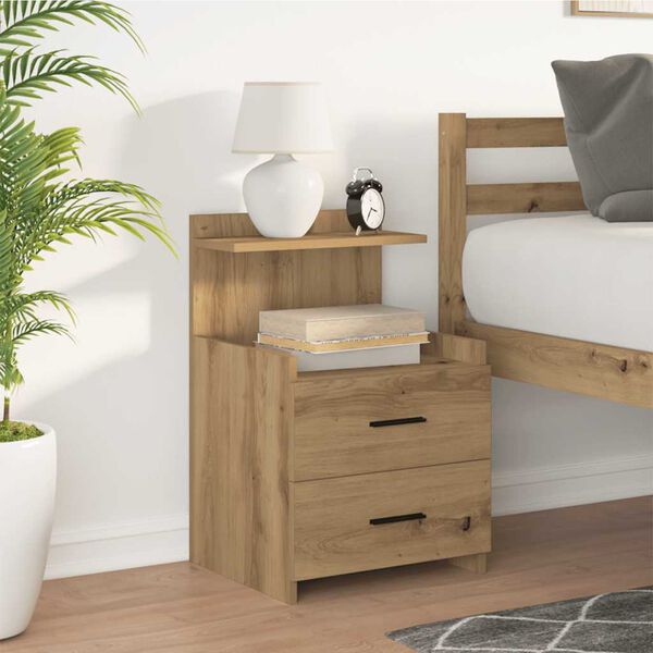 vidaXL Bedside Cabinet with 2 Drawers Artisan Oak 40x36.5x62 cm
