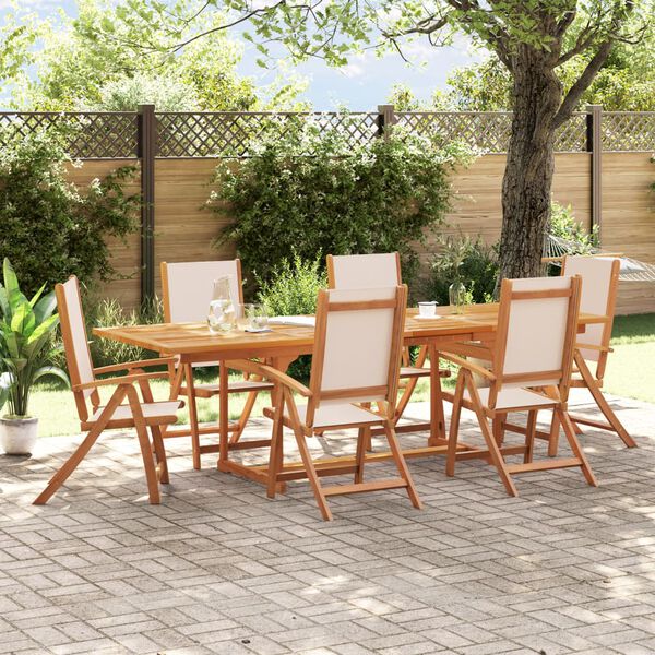 vidaXL 7 Piece Garden Dining Set Solid Wood Acacia and Textilene