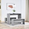 vidaXL 3 Piece Dining Table and Bench set Grey Sonoma Engineered Wood