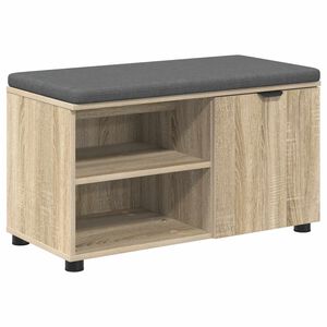 vidaXL Hall Bench with Cushion with Shelf Sonoma Oak 80 x 38 x 46 cm