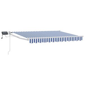 vidaXL Manual Retractable Awning with LEDs Blue and White 2.5 x 2 m