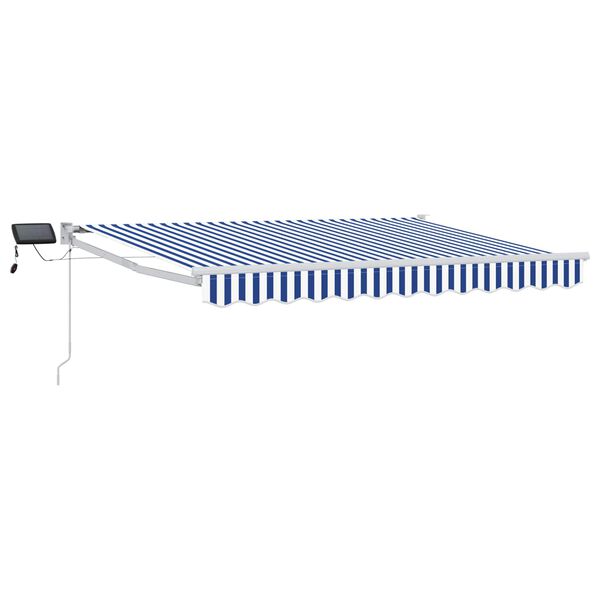 vidaXL Manual Retractable Awning with LEDs Blue and White 2.5 x 2 m
