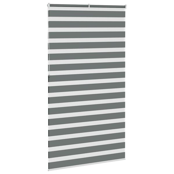 vidaXL Zebra Blind Dark Grey 120x230 cm Fabric Width 115.9 cm Polyester