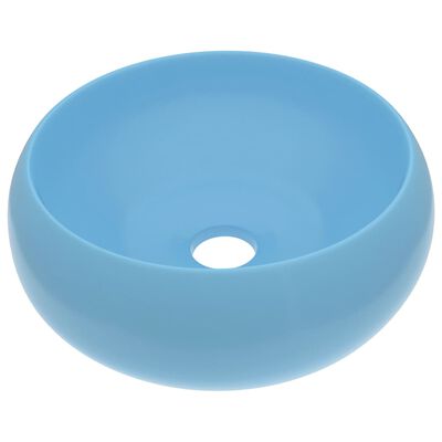 vidaXL Luxury Wash Basin Round Matt Light Blue 40x15 cm Ceramic