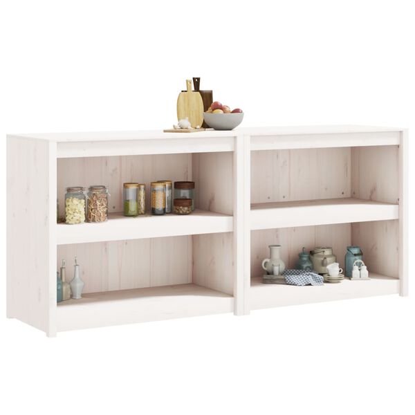 vidaXL Outdoor Kitchen Cabinets 2 pcs White Solid Wood Pine