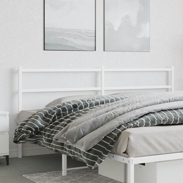 vidaXL Metal Headboard White 200 cm
