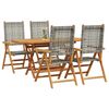 vidaXL Garden Dining Set 5 pcs Grey Solid acacia wood and poly rattan