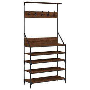vidaXL Clothes Rack with Shoe Storage Brown Oak 90x34x184 cm