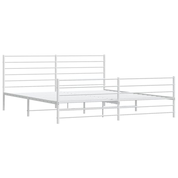 vidaXL Metal Bed Frame without Mattress with Footboard White 180x200cm