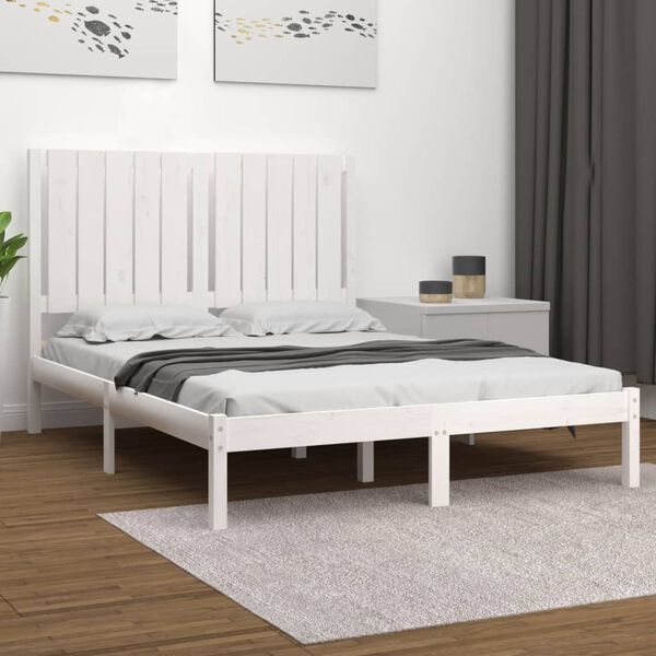vidaXL Bed Frame without Mattress White 120x200 cm Solid Wood Pine