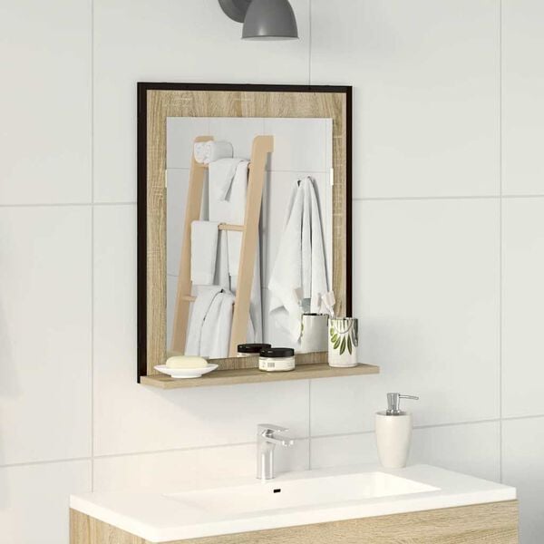 vidaXL Bathroom Mirror Black 50 x 12 x 60 cm Glass and Engineered Wood