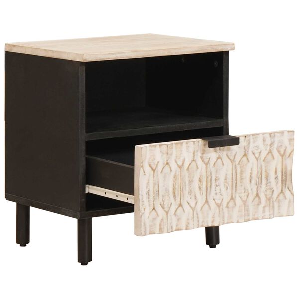 vidaXL Bedside Cabinet White 40 x 33 x 46 cm Solid Mango Wood
