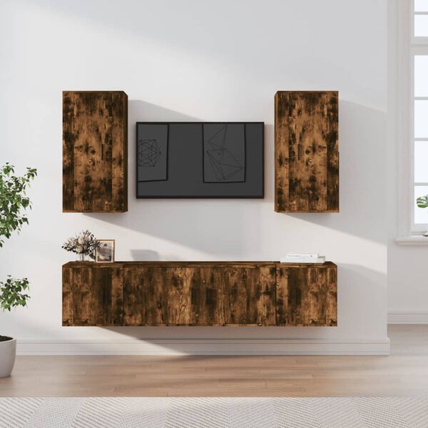 vidaXL 5 Piece TV Cabinet Set Smoked Oak Engineered Wood
