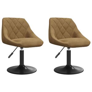 vidaXL Swivel Dining Chairs 2 pcs Faux leather Brown 46 x 44 x 77.5 cm