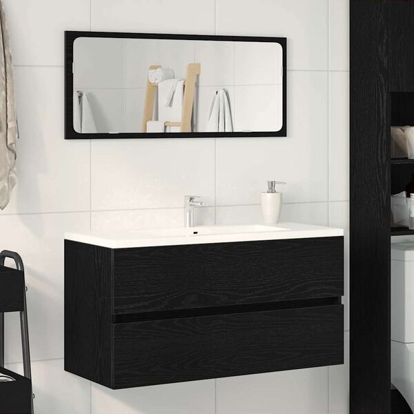 vidaXL Bathroom Sink Cabinet with Drawer Black Oak 90 x 38.5 x 45 cm