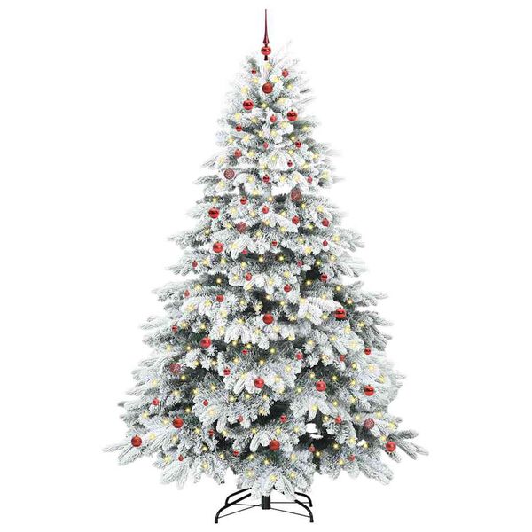 vidaXL Artificial Christmas Tree with 300 LEDs White 240 cm PE and PVC