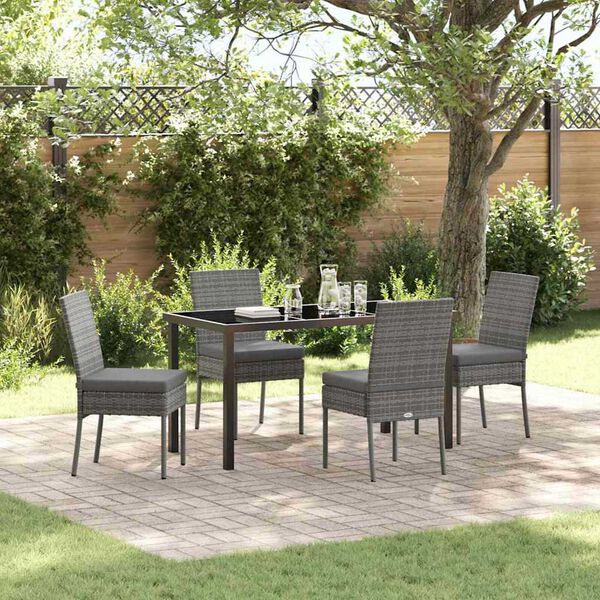 vidaXL Garden Dining Set 5 pcs Grey Powder-Coated Steel