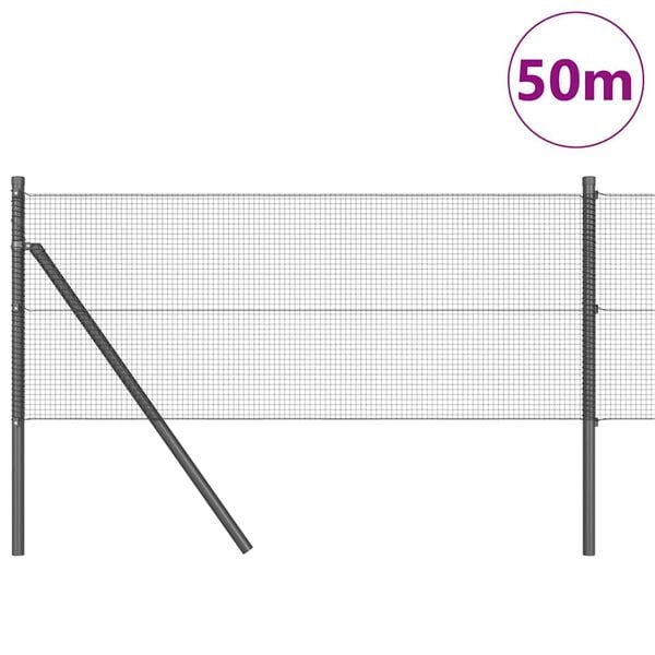 vidaXL Fence Post Grey 50 x 0.4 m (12 x 12 mm mesh) Steel and PVC