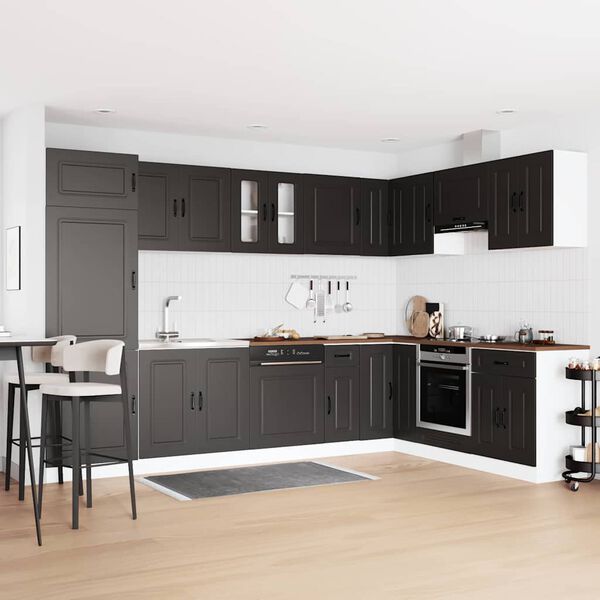 vidaXL Kitchen Cabinet Kalmar Black 80 x 46 x 81.5 cm Engineered Wood