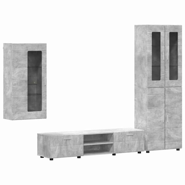 vidaXL TV Cabinet Set with Drawer FLORIN Concrete Grey Engineered Wood