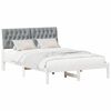 vidaXL Bed Frame with Upholstered Headboard White 135 x 190 cm