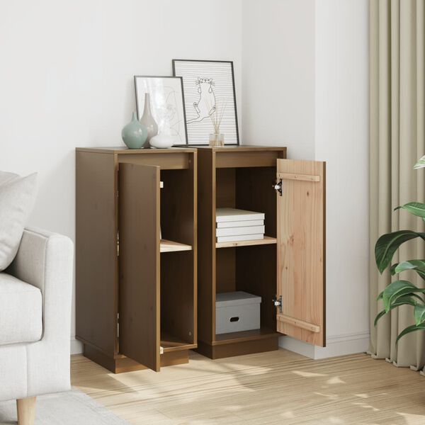 vidaXL Sideboards 2 pcs Honey Brown 31.5x34x75 cm Solid Wood Pine