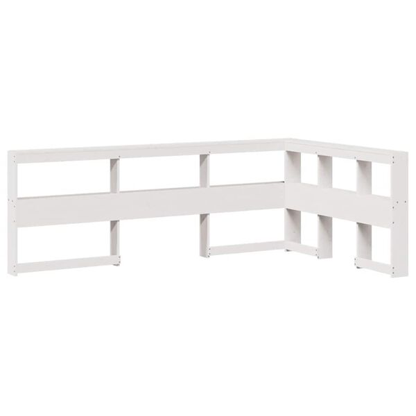 vidaXL Bookcase Headboard L-Shaped White 120 cm Solid Wood Pine